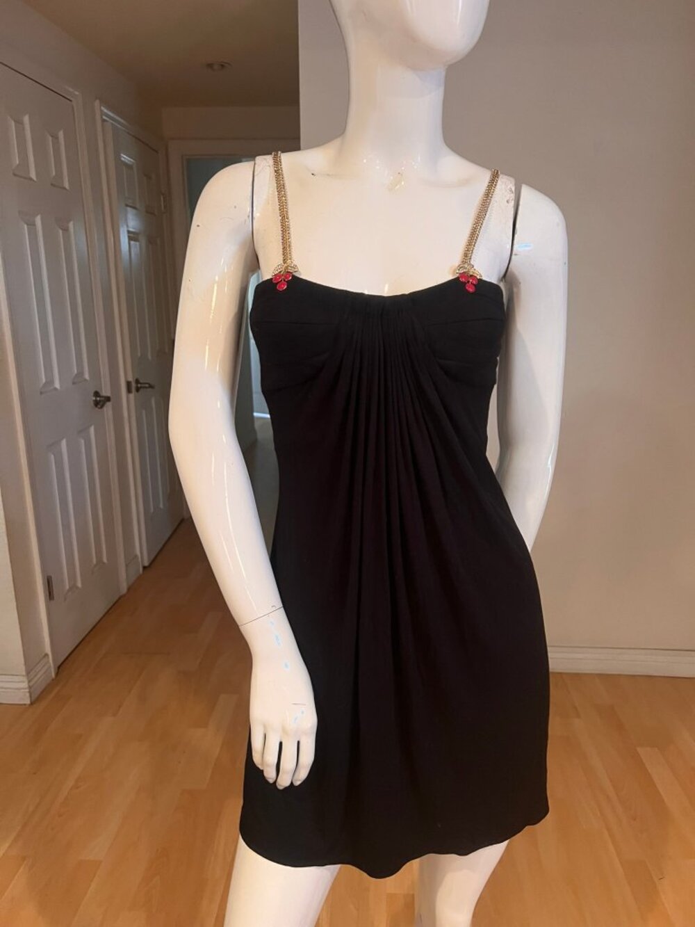 Y2K VINTAGE SKY BRAND CHERRY CHAIN EMBELLISHMENT MINI DRESS SIZE XS XSMALL